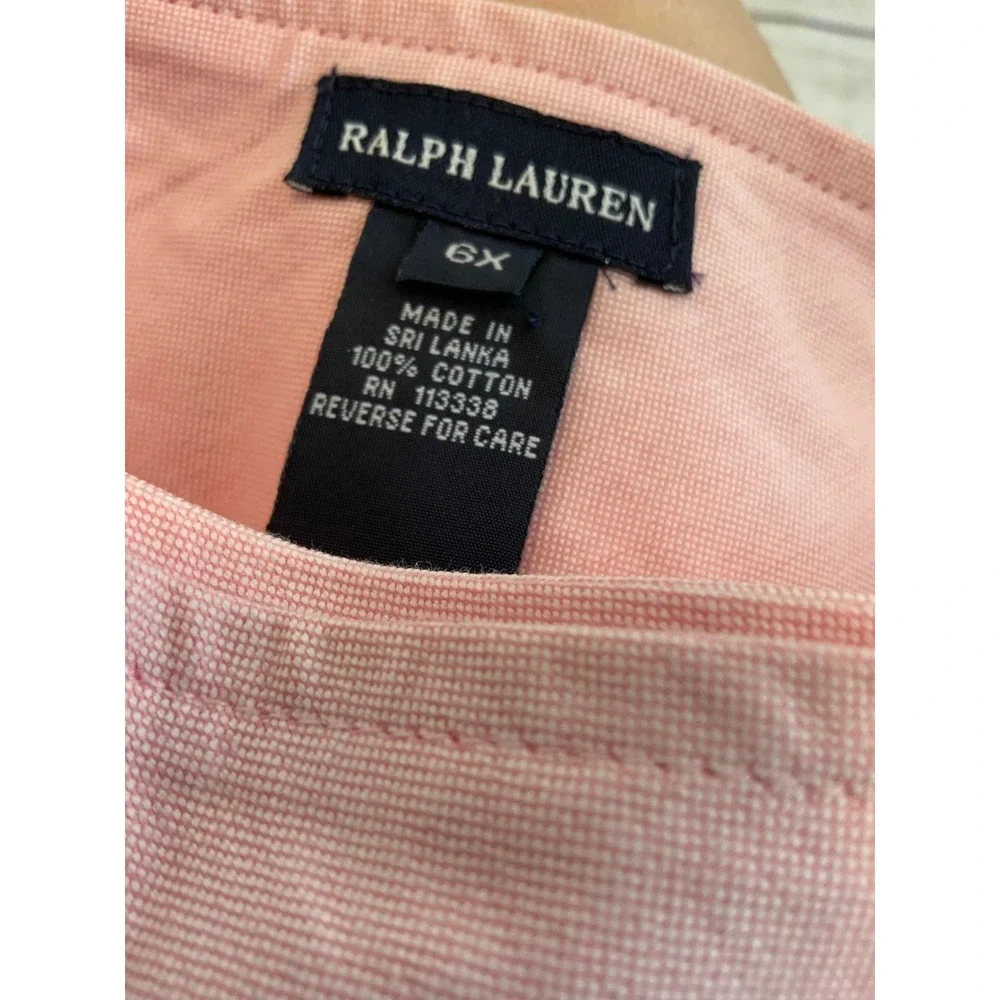 Ralph Lauren Girls Pink Pleated Skort Size‎ 6X NWT Cotton Oxford Ribbon Buckle